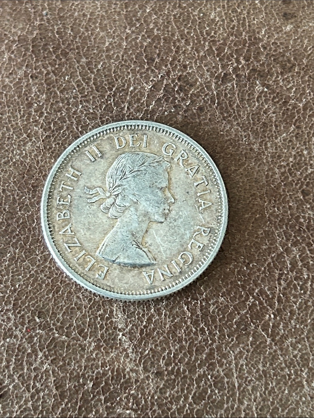 Coin - Silver 80%. 1960 error DD obvers (T) on Gratia.  Elizabeth II Portrait